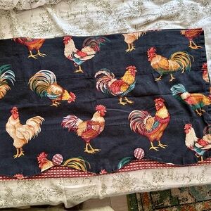 Rooster Print Kitchen Towel - Vibrant Multi-Color on Black